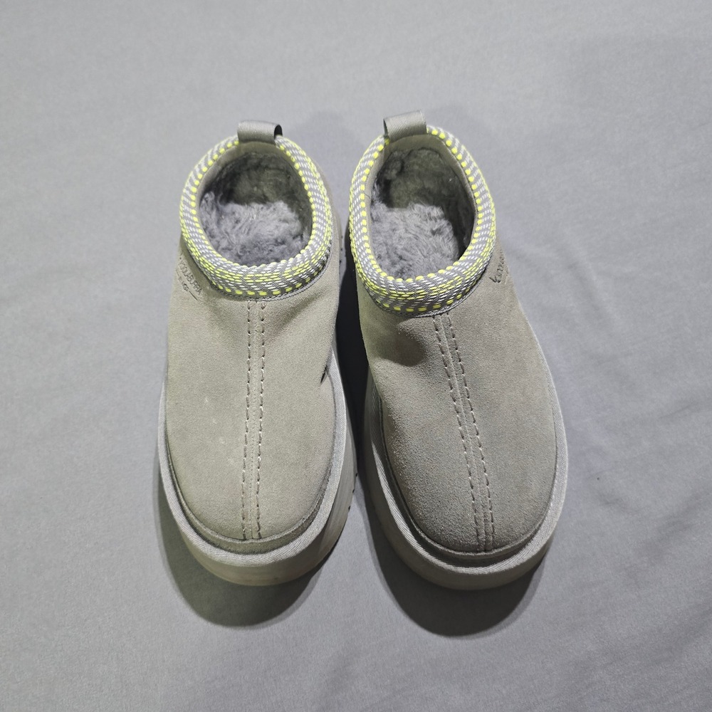 Koolaburra by UGG Burree Slipper Women 6 Grey Platform Suede Faux Fur Trim